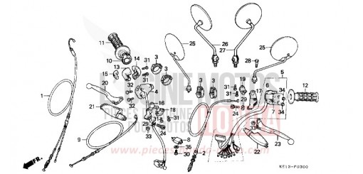 LEVIER DE GUIDON/CABLE/COMMUTATEUR MTX125RWF de 1985